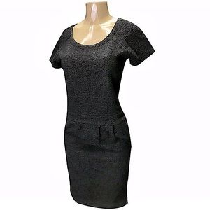 Humanoid Short Sleeve Tweed Black Mini Dress